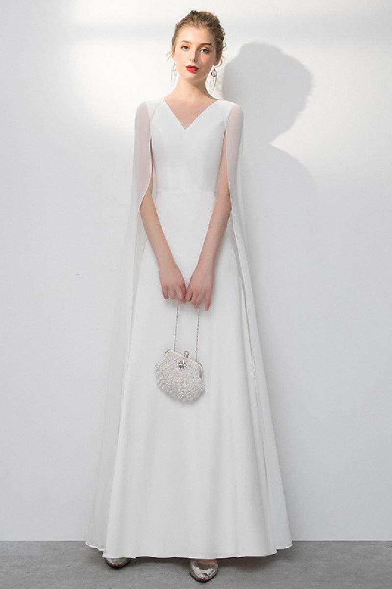 A-Line Floor Length Elastic Cloth Wedding Dress 718869750872 - COCOMELODY